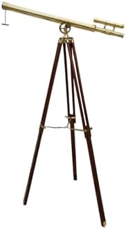 Nautical Home Decor Brass Telescope with Adjustable Wooden Stand