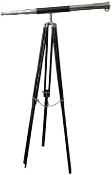 Nautical HOMEDECO - Brass Telescope with Adjustable Tripod and Wooden Stand