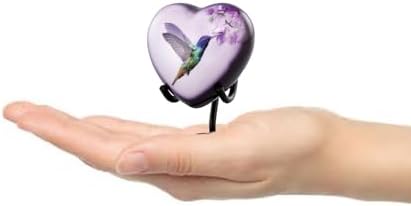 Hummingbird Heart Urn for Ashes Hand Painted Keepsake