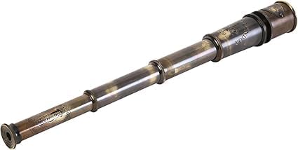 Vintage Marine Telescope with Brass Finish and Wooden Storage Box