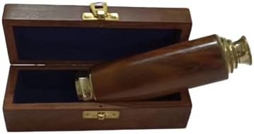 Vintage Brass Decorative Telescope with Wooden Box