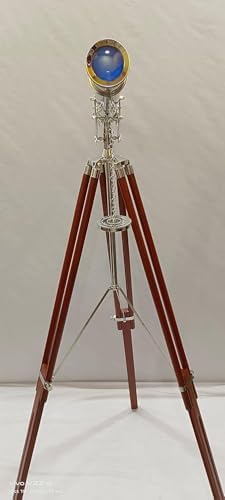 Vintage Brass Telescope with Wooden Tripod and Nickel Finish
