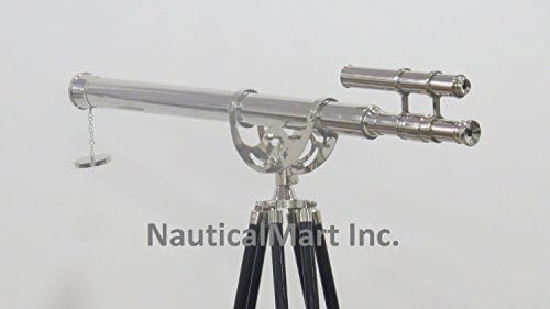 Nauticalmart Floor Standing Chrome Double Barrel Telescope 62 Inch