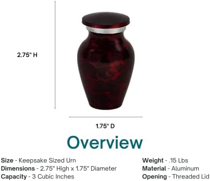 Red Tiger Eye Keepsake Cremation Urn Aluminum 3 Inches
