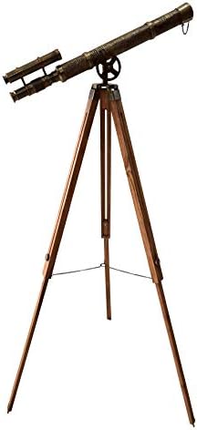 Vintage Double Barrel Telescope with Brass and Leather Finish