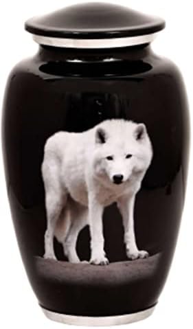 Stylish Aluminum Cremation Urn with Wolf Design