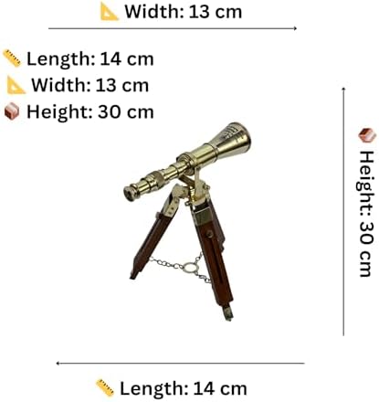 Antique Brass Telescope with Wooden Tripod Stand
