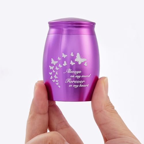 Purple Small Cremation Urns for Human Ashes Keepsake Mini Butterfly Urns