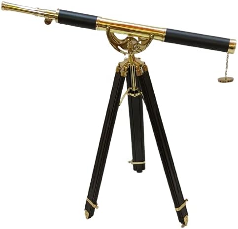 Vintage Marine Brass Telescope With Wooden Tripod 1