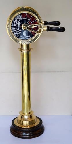 30 Inch Brass Ship Engine Telegraph with Wooden Base