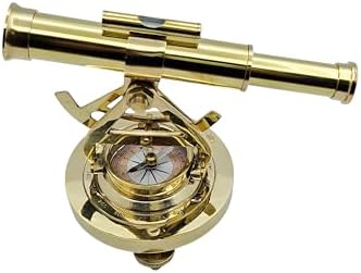Nautical Brass Telescope Alidade Compass for Surveying and Navigation