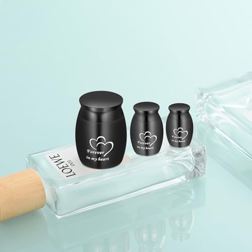 3 Pack Stainless Steel Urns for Ashes Human Dog Cat Black