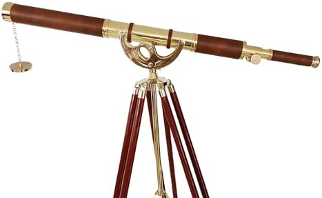 Vintage Antique Telescope with Brass Finish and Wooden Tripod