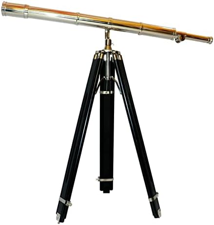 Nautical Single Barrel Nickel Black 65 Inch Antique Brass Floor Standing Telescope