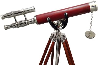 Vintage Brass Double Barrel Nautical Telescope Stand