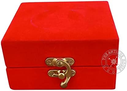 Red Heart Cremation Urn with Brass Stand and Velvet Box