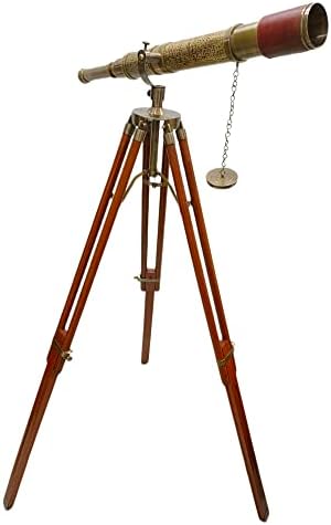 Nautical Antique Floor Standing Brass Telescope with Adjustable Arc Design