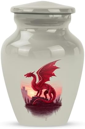 Red Dragon Urn Set for Ashes 3 Inch Size 2 Pieces