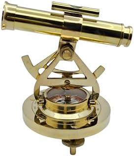 Nautical Brass Telescope Alidade Compass for Surveying and Navigation