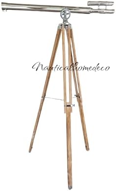 Nautical Home Decor Brass Telescope with Wooden Stand