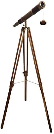 Vintage Antique Nautical Telescope with Adjustable Wooden Tripod