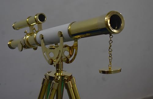 Nautical Brass Telescope with Leather Wrap and Wooden Tripod