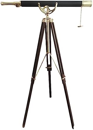 Maritime Antique Brass Telescope with Wooden Tripod Stand