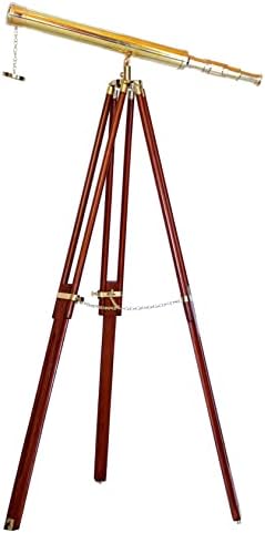 Shiny Brass Nautical Telescope Floor Standing Decor