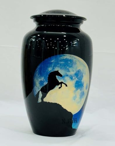 A Horse on The Moon Cremation Urn - Black 11 Inch