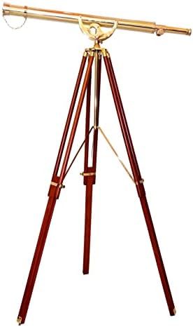 Vintage Anchor Master Telescope Floor Stand 62 Inch Brass Wood