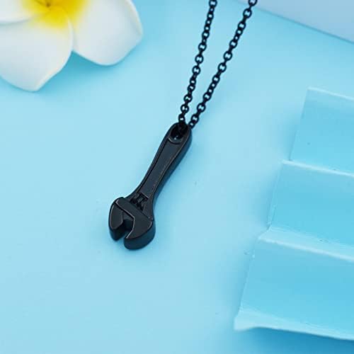 Stainless Steel Wrench Cremation Urn Pendant Necklace
