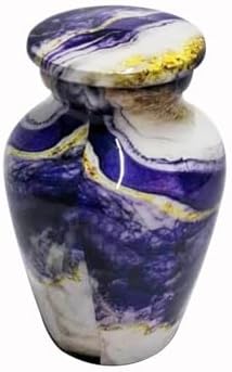 HIGHSTREET NAUTICAL 3 Inch Aluminum Cremation Urn Marble Finish Purple White