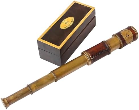 Vintage Brass Marine Telescope with Leather Handle
