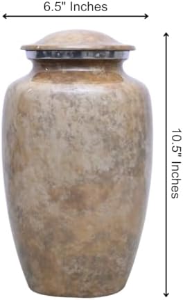 Beige Cremation Urns for Adult Male with Velvet Bag