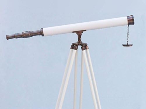 Hampton Nautical Antique Leather Harbor Master 60 Inch Telescope