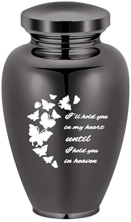 Imrsanl Cremation Urn for Human Ashes Black Stainless Steel Engraved Butterfly Memorial Keepsake