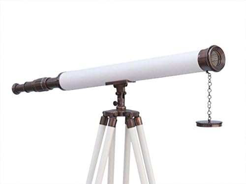 Hampton Nautical Antique Leather Harbor Master 60 Inch Telescope