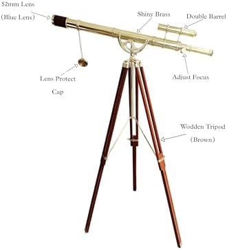 Vintage Brass Telescope with Wooden Tripod 1