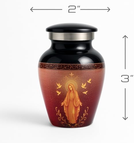 Catholic Mini Keepsake Urn with Virgin Mary Design