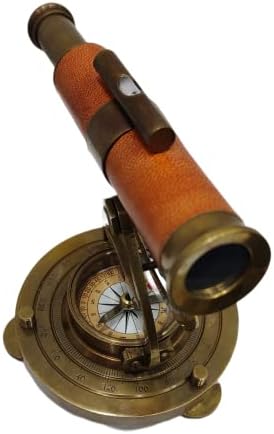 5 Inch Nautical Brass Alidade Compass Telescope Decor