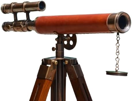 Antique Brass Telescope with Adjustable Tripod Vintage Nautical Decor