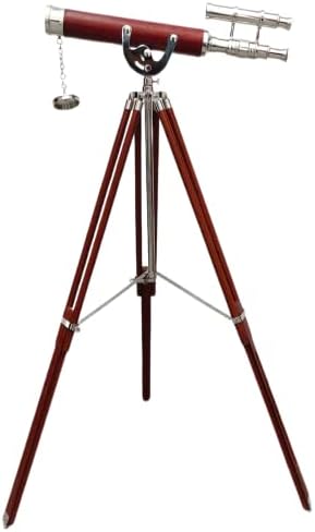 Vintage Brass Double Barrel Nautical Telescope Stand