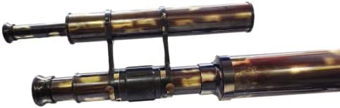 Royal Black Antique Telescope with Wooden Tripod