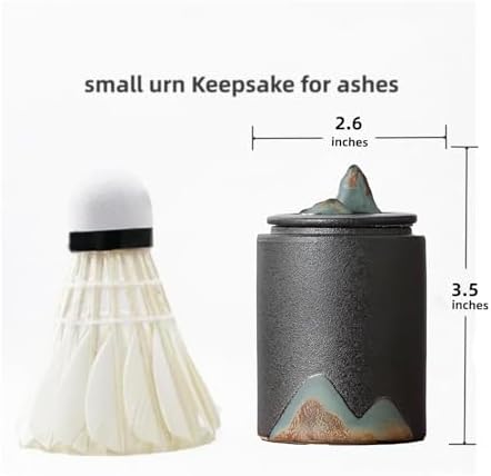 Black Small Urn Ashes Keepsake - 35 Inch Ceramic Memorial Urn for Human and Pets