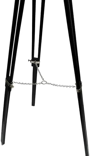 Navigators Charm 18 Inch Nickel And Leather Telescope With 10X Magnification On Wood Tripod Stand With Brass Fittings