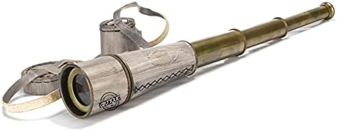 Brass Telescope with Leather Cover and 10X Magnification