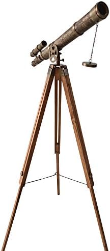 Vintage Double Barrel Telescope with Brass and Leather Finish