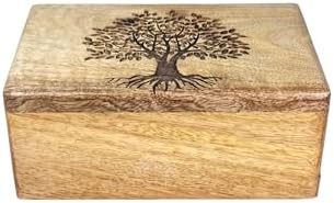Handcrafted Wooden Cremation Urn with Tree of Life Design