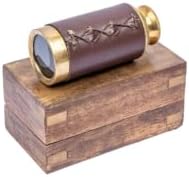 Vintage Brass Telescope with Wooden Box