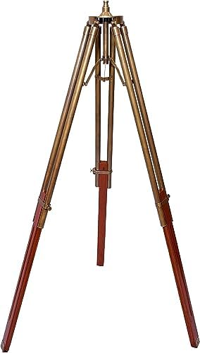 Vintage Marine Navy Solid Brass Telescope with Wooden Tripod Stand